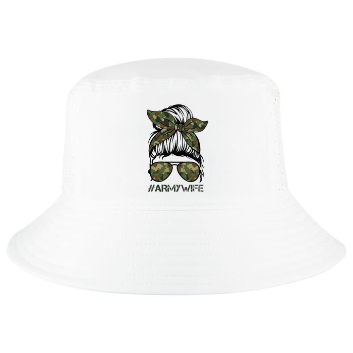 Army Wife Messy Bun Veteran Camouflage Bandana Sunglasses Cool Comfort Performance Bucket Hat