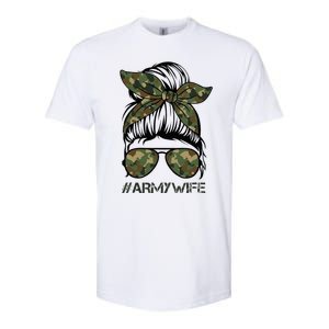 Army Wife Messy Bun Veteran Camouflage Bandana Sunglasses Softstyle CVC T-Shirt