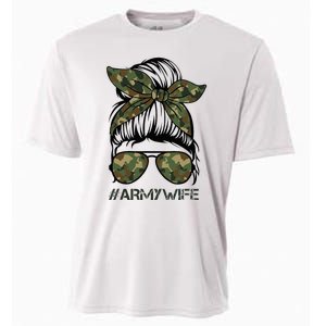 Army Wife Messy Bun Veteran Camouflage Bandana Sunglasses Cooling Performance Crew T-Shirt