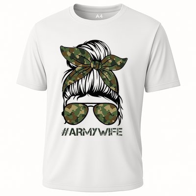 Army Wife Messy Bun Veteran Camouflage Bandana Sunglasses Performance Shirt
