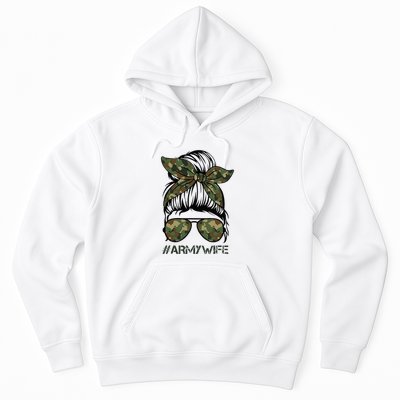 Army Wife Messy Bun Veteran Camouflage Bandana Sunglasses Hoodie