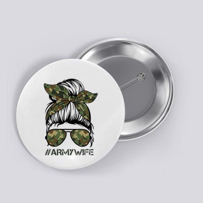 Army Wife Messy Bun Veteran Camouflage Bandana Sunglasses Button
