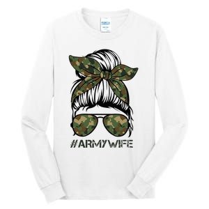 Army Wife Messy Bun Veteran Camouflage Bandana Sunglasses Tall Long Sleeve T-Shirt