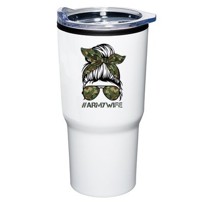 Army Wife Messy Bun Veteran Camouflage Bandana Sunglasses Tumbler