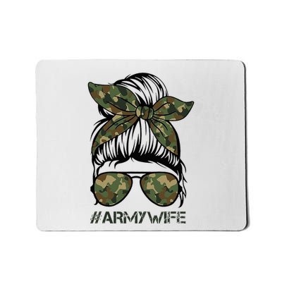 Army Wife Messy Bun Veteran Camouflage Bandana Sunglasses Mousepad