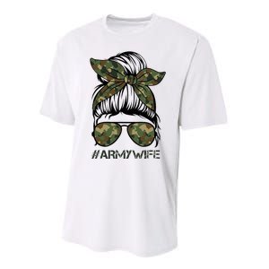 Army Wife Messy Bun Veteran Camouflage Bandana Sunglasses Performance Sprint T-Shirt