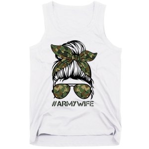 Army Wife Messy Bun Veteran Camouflage Bandana Sunglasses Tank Top