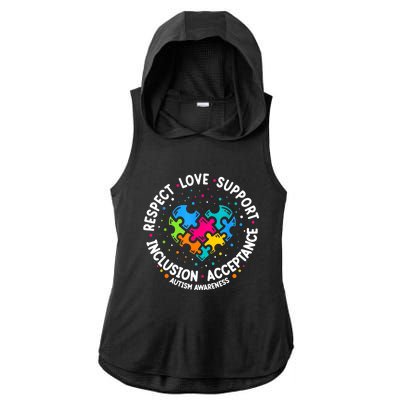 Autism Women Men Respect Love Support Autism Awareness Ladies PosiCharge Tri-Blend Wicking Draft Hoodie Tank