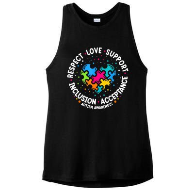 Autism Women Men Respect Love Support Autism Awareness Ladies PosiCharge Tri-Blend Wicking Tank