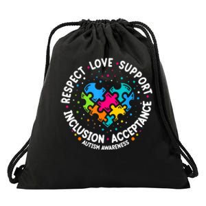 Autism Women Men Respect Love Support Autism Awareness Drawstring Bag