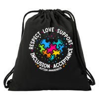 Autism Women Men Respect Love Support Autism Awareness Drawstring Bag