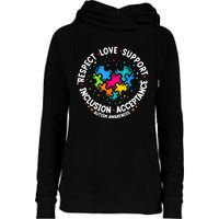 Autism Women Men Respect Love Support Autism Awareness Womens Funnel Neck Pullover Hood