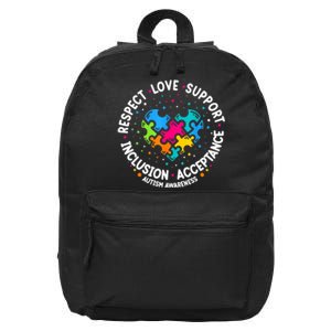 Autism Women Men Respect Love Support Autism Awareness 16 in Basic Backpack