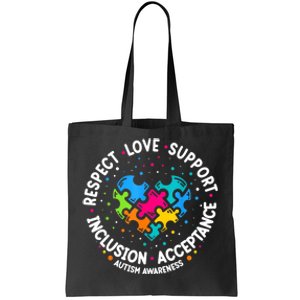 Autism Women Men Respect Love Support Autism Awareness Tote Bag