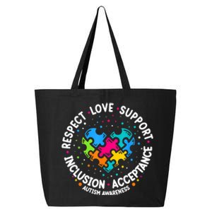 Autism Women Men Respect Love Support Autism Awareness 25L Jumbo Tote