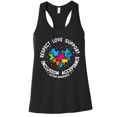 Autism Women Men Respect Love Support Autism Awareness Women's Racerback Tank