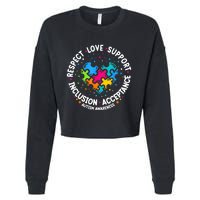 Autism Women Men Respect Love Support Autism Awareness Cropped Pullover Crew