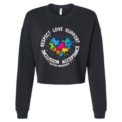 Autism Women Men Respect Love Support Autism Awareness Cropped Pullover Crew