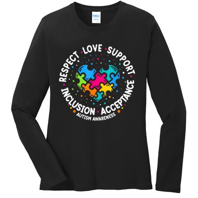 Autism Women Men Respect Love Support Autism Awareness Ladies Long Sleeve Shirt