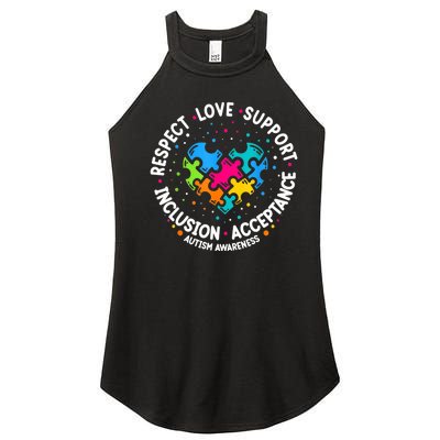 Autism Women Men Respect Love Support Autism Awareness Women's Perfect Tri Rocker Tank