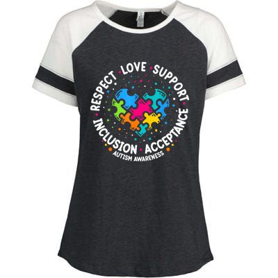 Autism Women Men Respect Love Support Autism Awareness Enza Ladies Jersey Colorblock Tee