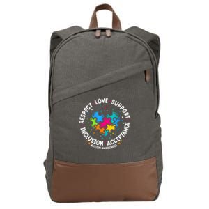 Autism Women Men Respect Love Support Autism Awareness Cotton Canvas Backpack