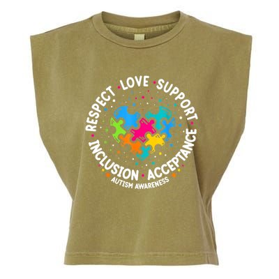 Autism Women Men Respect Love Support Autism Awareness Garment-Dyed Women's Muscle Tee