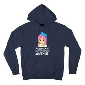 Anime Warning May Spontaneously Start Talking About Anime Tall Hoodie