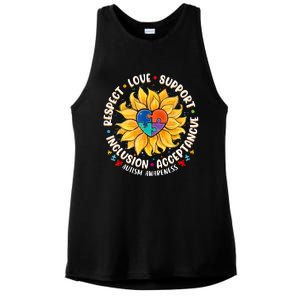 Autism Women Men Respect Love Support Autism Awareness Ladies PosiCharge Tri-Blend Wicking Tank