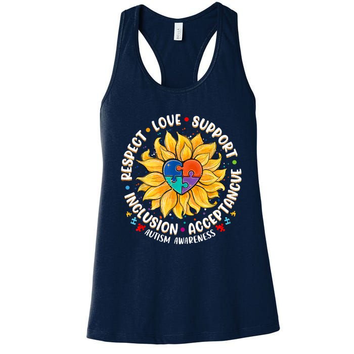 Autism Women Men Respect Love Support Autism Awareness Women's Racerback Tank