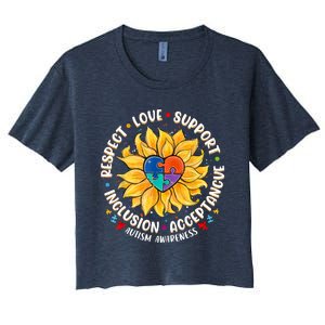 Autism Women Men Respect Love Support Autism Awareness Women's Crop Top Tee