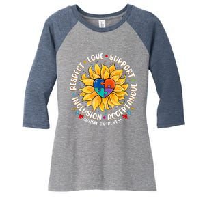 Autism Women Men Respect Love Support Autism Awareness Women's Tri-Blend 3/4-Sleeve Raglan Shirt