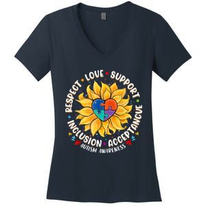 Autism Women Men Respect Love Support Autism Awareness Women's V-Neck T-Shirt