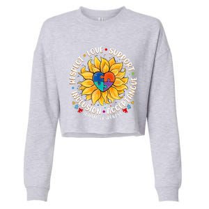 Autism Women Men Respect Love Support Autism Awareness Cropped Pullover Crew