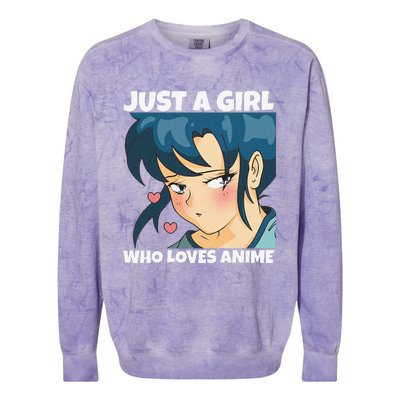 Anime Weeb Merch Forn Girls Just A Girl Who Loves Anime Colorblast Crewneck Sweatshirt