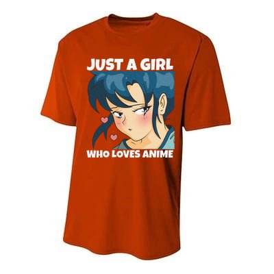 Anime Weeb Merch Forn Girls Just A Girl Who Loves Anime Performance Sprint T-Shirt