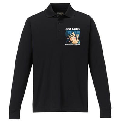 Anime Weeb Merch Forn Girls Just A Girl Who Loves Anime Performance Long Sleeve Polo