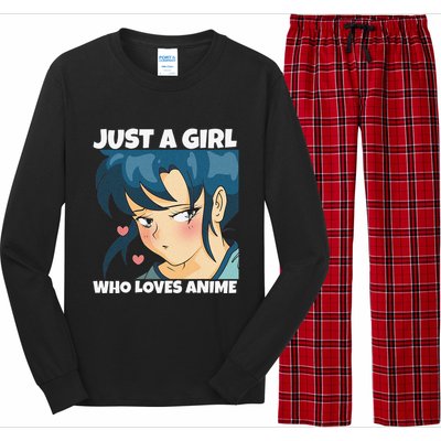 Anime Weeb Merch Forn Girls Just A Girl Who Loves Anime Long Sleeve Pajama Set