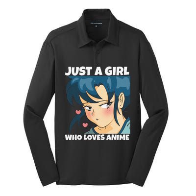 Anime Weeb Merch Forn Girls Just A Girl Who Loves Anime Silk Touch Performance Long Sleeve Polo