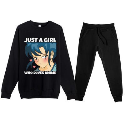 Anime Weeb Merch Forn Girls Just A Girl Who Loves Anime Premium Crewneck Sweatsuit Set