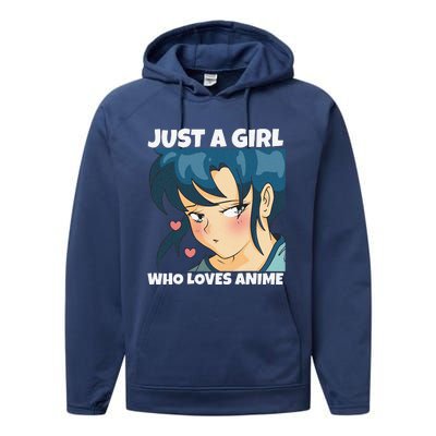 Anime Weeb Merch Forn Girls Just A Girl Who Loves Anime Performance Fleece Hoodie