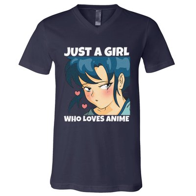 Anime Weeb Merch Forn Girls Just A Girl Who Loves Anime V-Neck T-Shirt