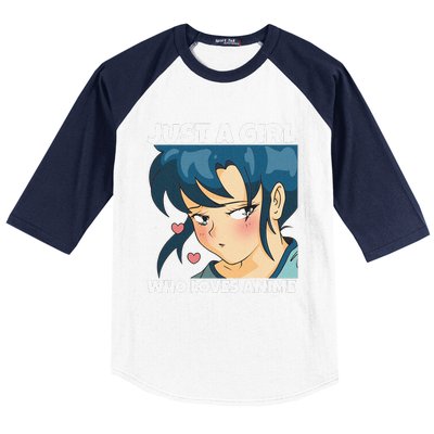 Anime Weeb Merch Forn Girls Just A Girl Who Loves Anime Baseball Sleeve Shirt