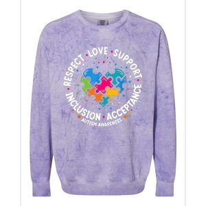 Autism Women Men Respect Love Support Autism Awareness Colorblast Crewneck Sweatshirt