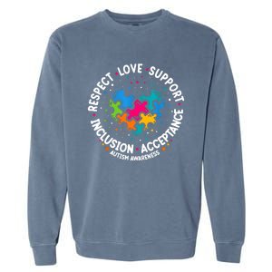 Autism Women Men Respect Love Support Autism Awareness Garment-Dyed Sweatshirt