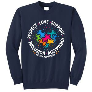 Autism Women Men Respect Love Support Autism Awareness Tall Sweatshirt