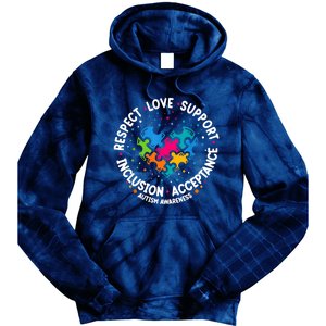 Autism Women Men Respect Love Support Autism Awareness Tie Dye Hoodie