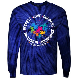 Autism Women Men Respect Love Support Autism Awareness Tie-Dye Long Sleeve Shirt