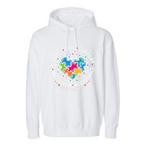 Autism Women Men Respect Love Support Autism Awareness Garment-Dyed Fleece Hoodie