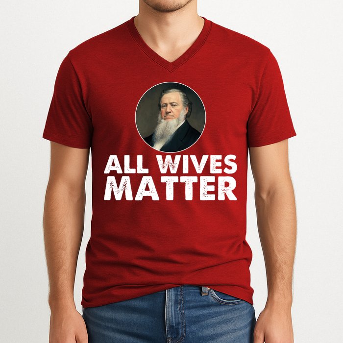 All Wives Matter Joseph Smith Polygamy Ex Mormon Lds Meme V-Neck T-Shirt